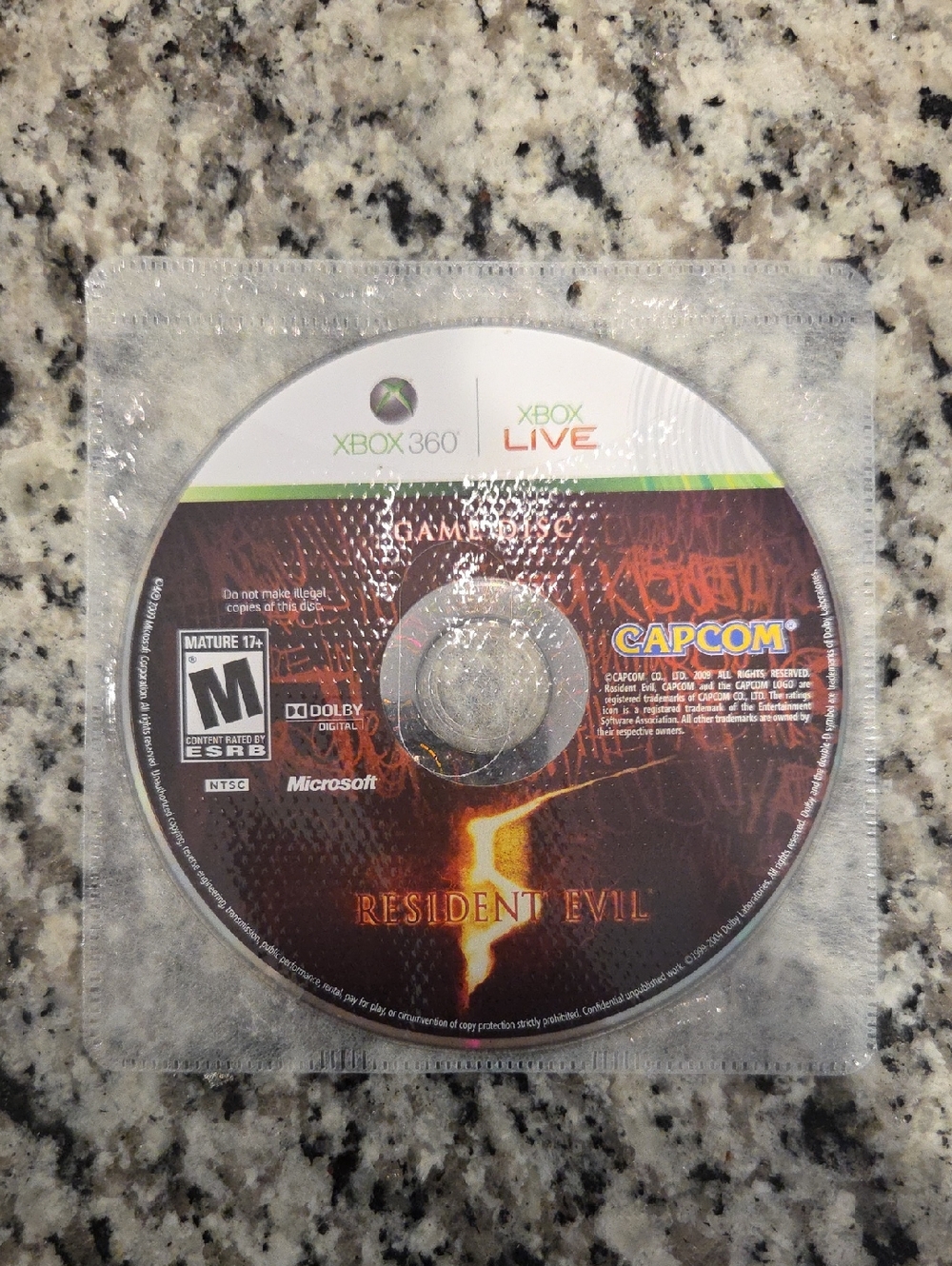 Resident Evil 5 Xbox 360 Disc - NO CASE